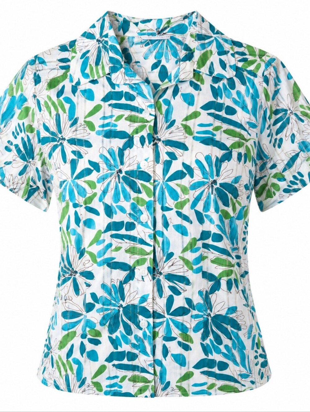 Carrol Reed 100% Cotton Green Blue Women's Casual Button Down Shirt Size 10